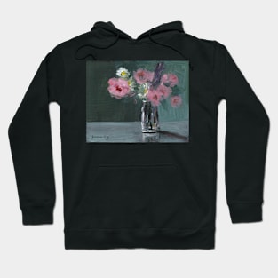 Pink Roses Daisies and Lavender in Glass Vase Hoodie